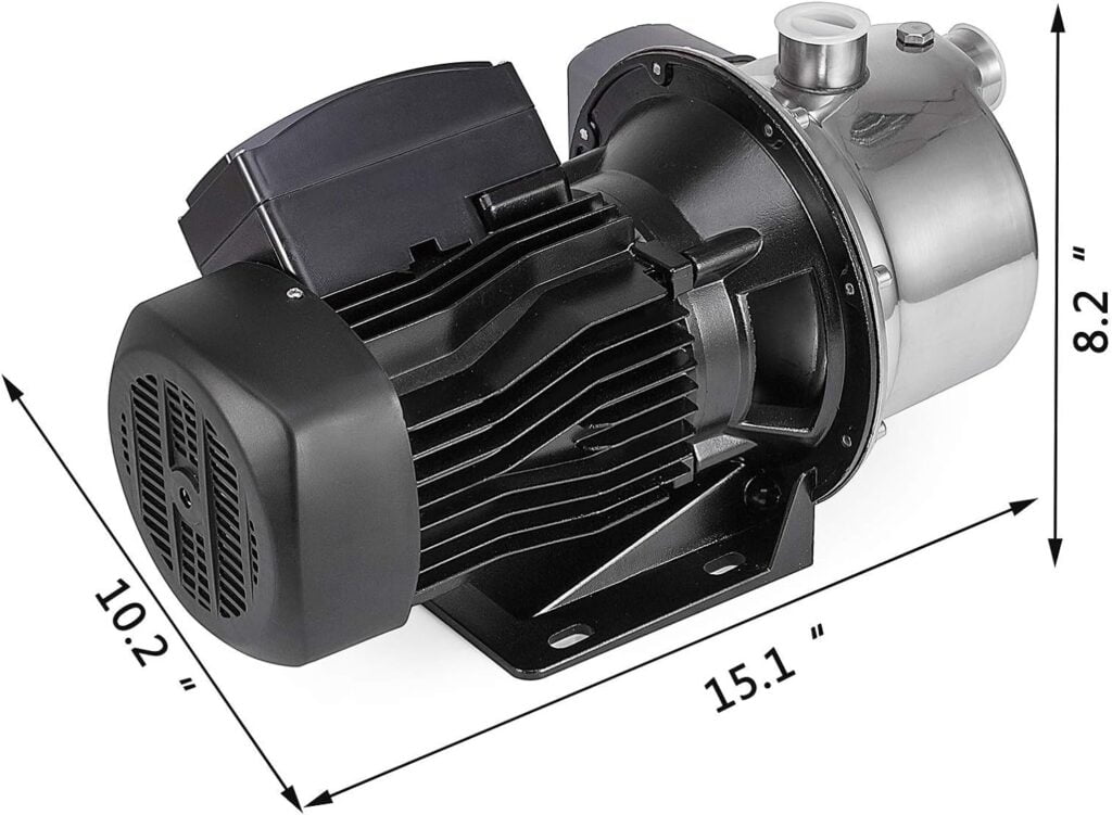 Happybuy Shallow Well Jet Pump with Pressure Switch 3/4HP Jet Water Pump 131 ft Stainless Steel Jet Pump to Supply Fresh Well Water to Residential Homes Farms Cabins