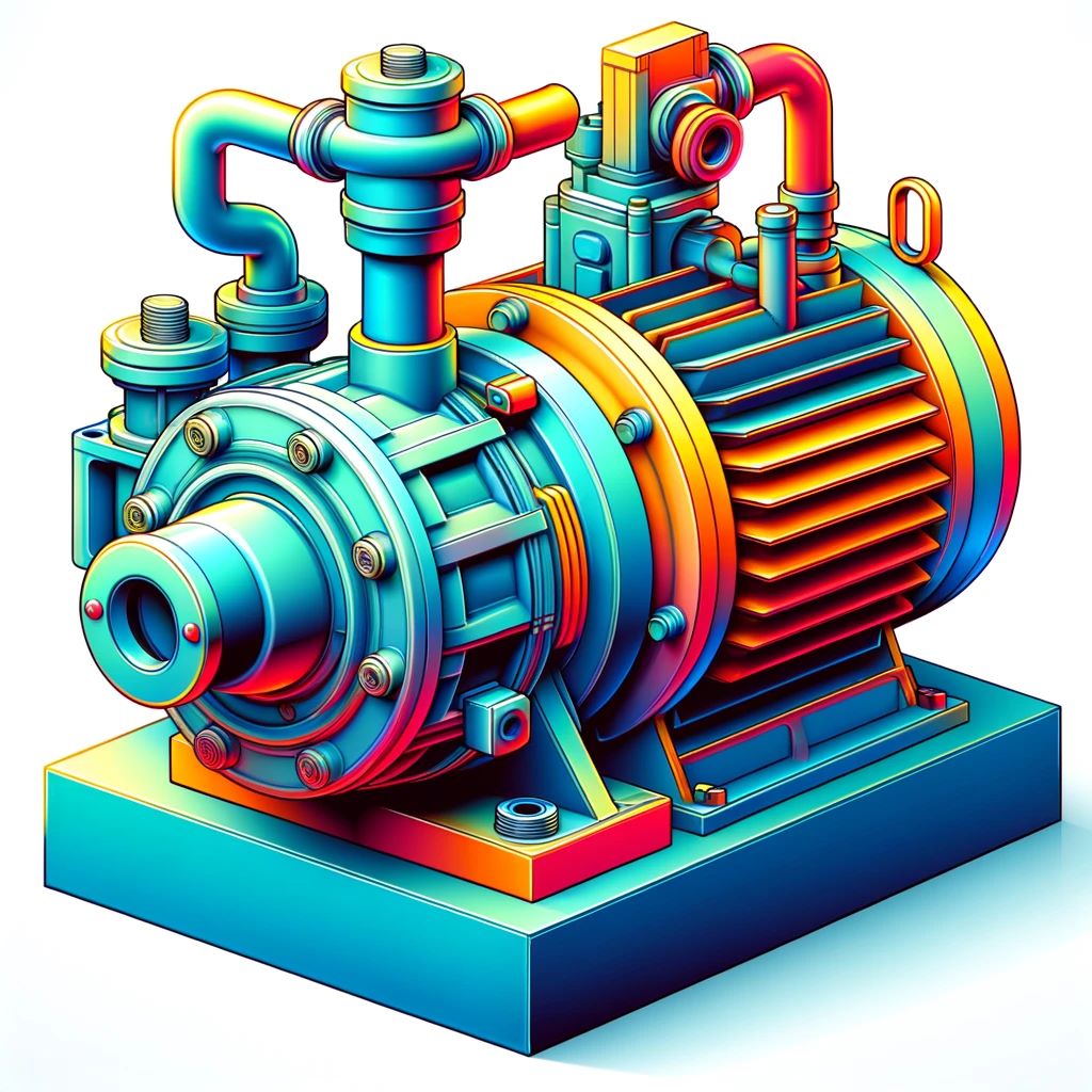 image of a water pump with bright colors. The pump should appear modern and detailed, suitable for illustrating a technical concept. aqua pump hub